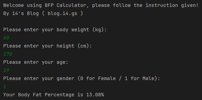 图片[1]-用C++语言写了一个体脂率BFR计算器